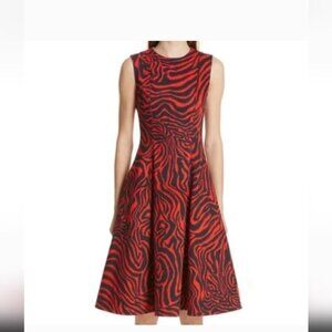 Calvin Klein Raf Simons 205W39NYC Red Zebra Denim Printed Dress, Size 6